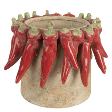 Cementový květináč s plastickými chilli papričkami Terazzo L – 21x17 cm