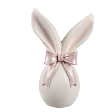 Dekorace růžová soška vajíčka s králičíma ušima – 12x8x18 cm