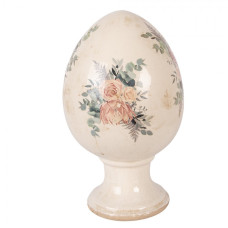 Keramické vejce na podstavci růže a eukalyptus Vintage Rose XL – 17x28 cm