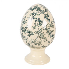 Keramické vejce na podstavci se zeleným květinovým motivem Emerald Bloom L – 15x24 cm
