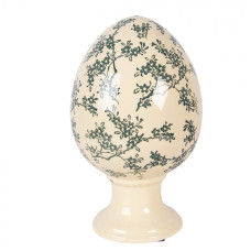 Keramické vejce na podstavci se zeleným květinovým motivem Emerald Bloom XL – 17x28 cm