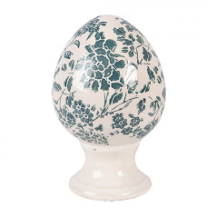Keramické vejce na podstavci s retro zeleným dekorem Old-Fashioned S – 9x14 cm