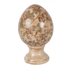 Béžové keramické vejce na podstavci ve vintage stylu Vaage M – 12x19 cm