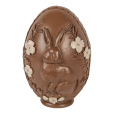 Dekorace velikonoční čokoládové vajíčko s králíčkem a květy Zoete Pasen I – 9x13 cm