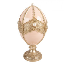 Růžové zlatě zdobené vajíčko na podstavci v rokokovém stylu – 15x27 cm