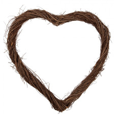 Hnědý ratanový věnec ve tvaru srdce Riet L – 50x50x5 cm