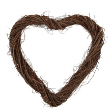 Hnědý ratanový věnec ve tvaru srdce Riet M – 40x40x4 cm
