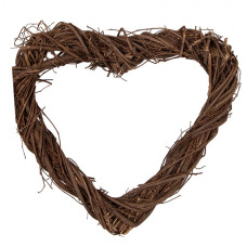 Hnědý ratanový věnec ve tvaru srdce Riet XS – 20x20x3 cm