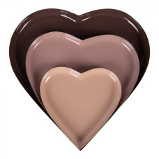 Sada 3 kovových dekoračních táců ve tvaru srdce – 23x1 / 18x1 / 13x1 cm