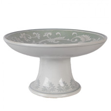 Keramický malý stojan na dorty s modrozeleným dekorem Folklore – 20x11 cm