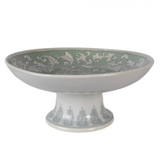 Keramický střední stojan na dorty s modrozeleným dekorem Folklore – 27x13 cm