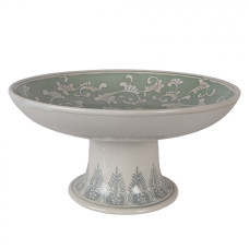 Keramický velký stojan na dorty s modrozeleným dekorem Folklore – 33x15 cm