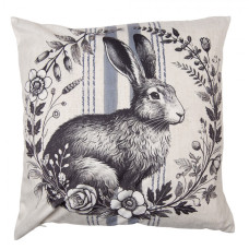 Povlak na polštář s pruhem a černobílým zajícem polyester – 45x45 cm