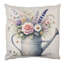 Povlak na polštář jarní konvička s květinami polyester – 45x45 cm