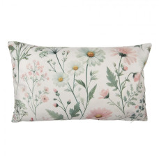 Obdélníkový povlak na polštář s růžovo-zeleným motivem lučních květin polyester – 35x50 cm