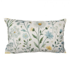 Obdélníkový povlak na polštář s modro-žlutým motivem lučních květin polyester – 35x50 cm