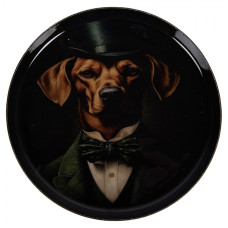Kovový podtácek se psem gentlemanem – 11x1 cm