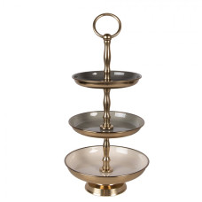 Třípatrový etažér s miskami a s kovovou konstrukcí – 18x35 cm