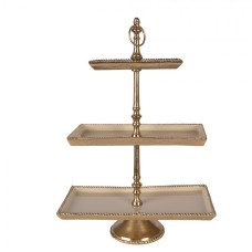 Zlatý čtverhranný etažér s patinou – 30x13x50 cm