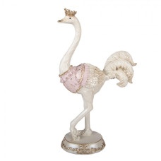 Dekorační soška pštrosa se zlatou korunkou – 23 x 11 x 41 cm