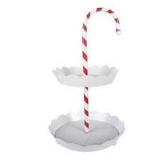 Dvoupatrový vánoční etažér s cukrovou hůlkou – 29x47 cm