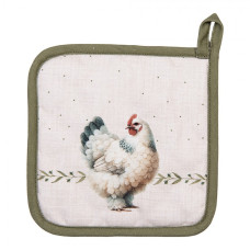 Chňapka / podložka pod hrnec s kohoutkem a slepičkou Farm Love – 20x20 cm