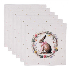 Sada 6 bavlněných ubrousků s velikonočním zajíčkem Easter Vintage Ears – 40x40 cm