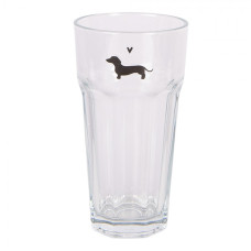 Vysoká sklenička s jezevčíkem hranatá – 8x15 cm / 320 ml