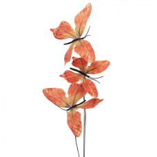 Oranžový dekorační zápich do květináče motýlci II – 67 cm