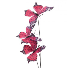 Fuchsiový dekorační zápich do květináče motýlci – 67 cm