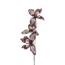 Hnědý dekorační zápich do květináče motýlci II – 67 cm
