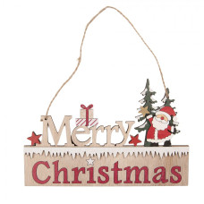 Vánoční závěsná cedulka Santa Claus a nápis Merry Christmas – 22x1x14 cm