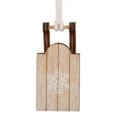 Závěsná ozdoba vánoční sáňky s vločkou – 3x2x6 cm