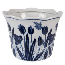 Keramický květináč s modrými tulipány Dutch Traditie – 17x15 cm