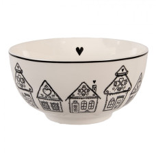 Keramická miska s motivem perníkových domečků Gingerbread Bliss – 14x7 cm / 500 ml