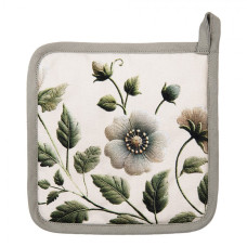 Kuchyňská chňapka / podložka pod hrnec se zelenými květy Gently Blooming – 20x20 cm