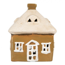 Keramický oranžový svícen na čajovou svíčku ve tvaru domečku Woudenberg II – 12x9x14 cm