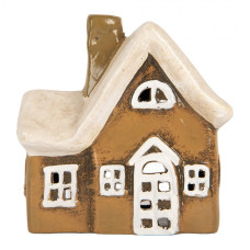 Keramický béžový svícen na čajovou svíčku ve tvaru domečku Woudenberg X – 13x7x13 cm