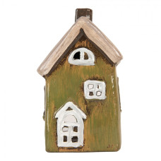 Keramický zelený svícen na čajovou svíčku ve tvaru domečku Rijssen IV – 9x7x16 cm