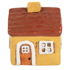 Keramický žlutý svícen na čajovou svíčku ve tvaru domečku Rijssen V – 8x7x10 cm