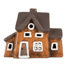 Keramický oranžový svícen na čajovou svíčku ve tvaru domečku Rijssen IX – 20x11x16 cm
