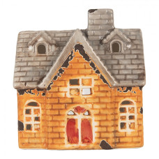 Keramický oranžový svícen na čajovou svíčku ve tvaru domečku Nuenen X – 13x8x14 cm