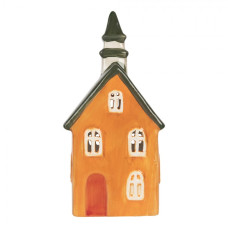 Keramický oranžový svícen na čajovou svíčku ve tvaru radnice Oisterwijk V – 11x7x21 cm