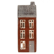 Keramický červený svícen na čajovou svíčku ve tvaru domečku Loenen II – 10x8x26 cm