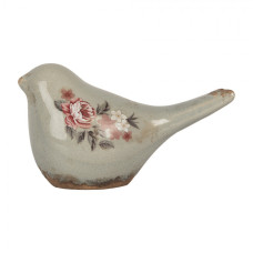 Keramická dekorace ptáček s šedou glazurou Masselin S – 16x7x9 cm