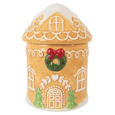Keramická vánoční dózička ve tvaru perníkového domečku – 12x17 cm