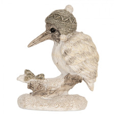 Dekorace ptáček na větvi s pletenou čapkou Abcoude – 8x5x8 cm