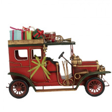Dekorace červené auto s vánočními dárky ve vintage stylu – 42x18x28 cm