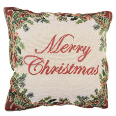 Béžový dekorační polštář Merry Christmas Borduur – 44x44x4 cm