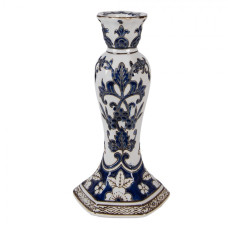 Keramický svícen s modrým cibulákovým vzorem Slaven S – 11x21 cm